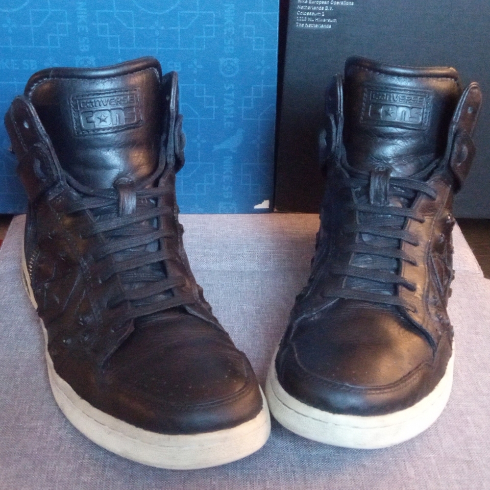 Converse Weapon Mid X John Varvatos Black/ Black w/ Zippers & Studs 11.5